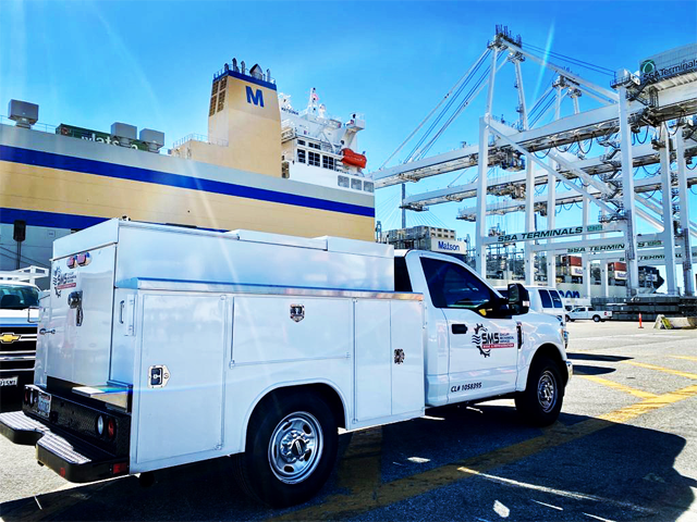 Seacliff truck in a working harbor